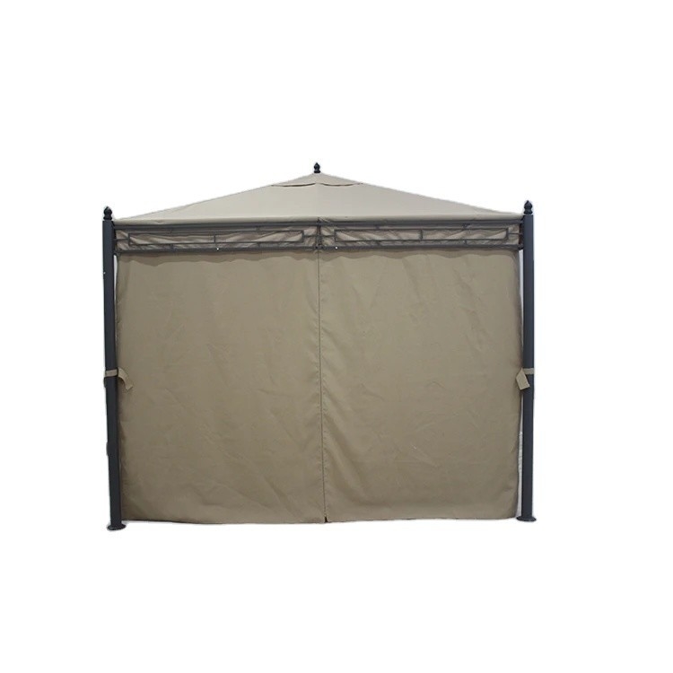 Gazebo de metal de jardim de fácil montagem 3*3*2.75M com cobertura superior de poliéster e paredes laterais