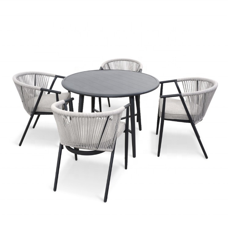 Sala de estar Quadro de alumínio Mobiliário de jardim para o exterior Sofá de rotão Conjunto com Kit de Bistro