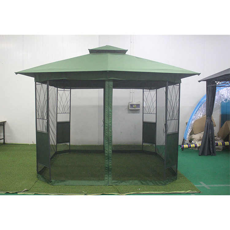 Gazebo de aço revestido com paredes laterais de cortina de malha e tamanho de pacote portátil