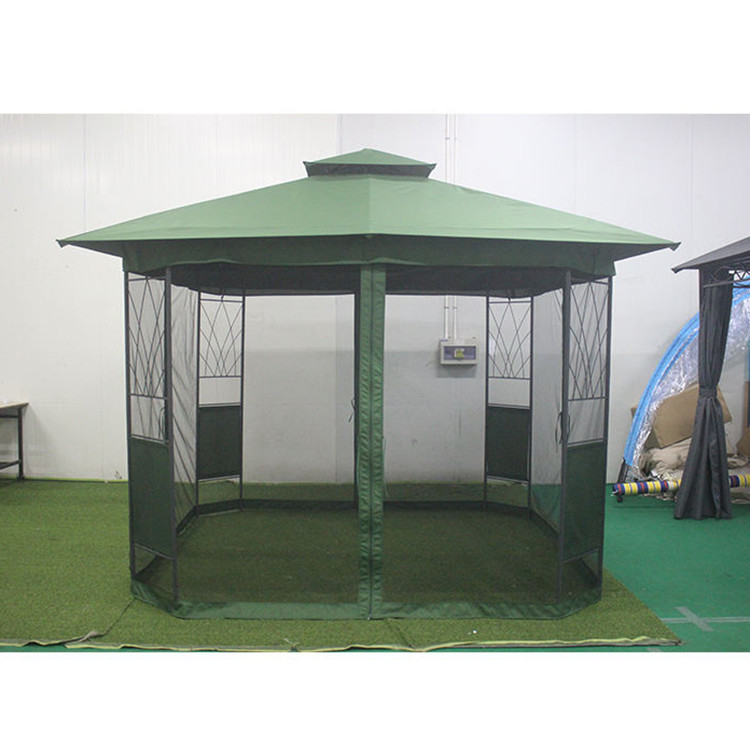 Gazebo exterior à prova d'água com paredes laterais de cortina fechada e estrutura de aço de 2 camadas 3*3M
