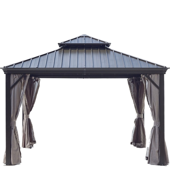 Fornecedores de jardim 3.65x3.65x3.03m Galpão exterior com aço galvanizado duplo