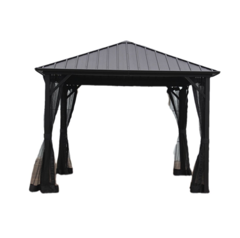 3X3X2.75M Metal Pergola Galpão exterior para utensílios de jardim com ponte de pergolas
