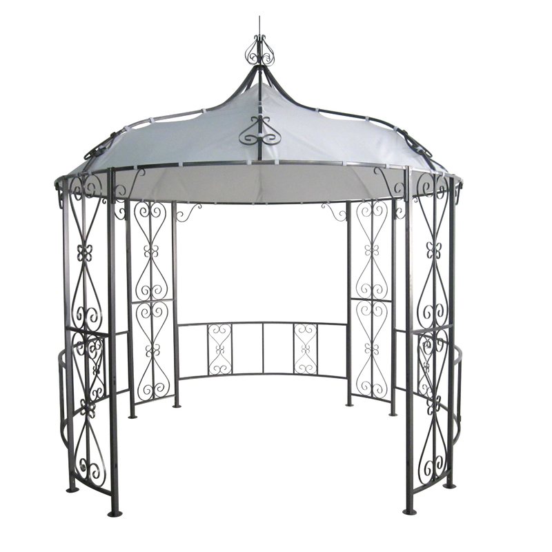Material de tecido de poliéster 3 * 2.9M Padrão de trabalho aberto Spire High Energy Gazebo para jardim