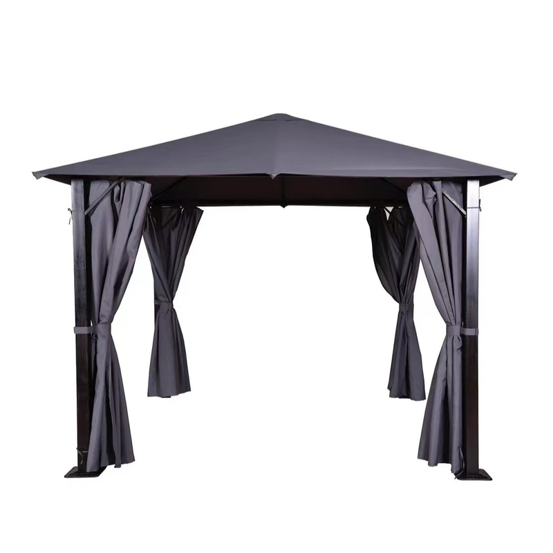 Gazebo de metal para jardim com tope único pintado à mão 3x3x2.57m Fácil de montar