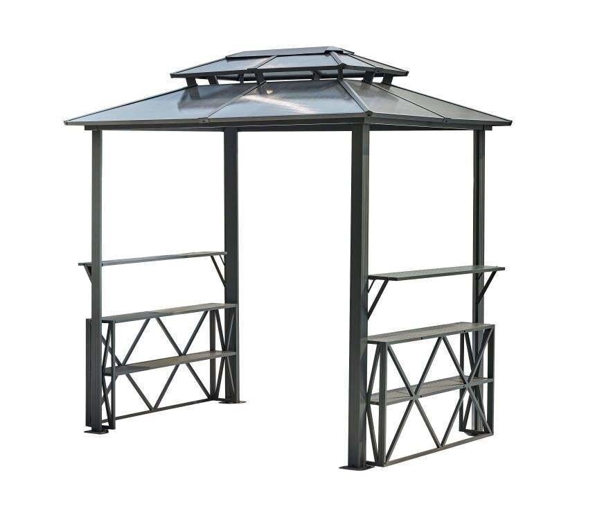 Gazebo de policarbonato com dois topos 2.35X1.7X2.45M para ponte de pérgulas ao ar livre