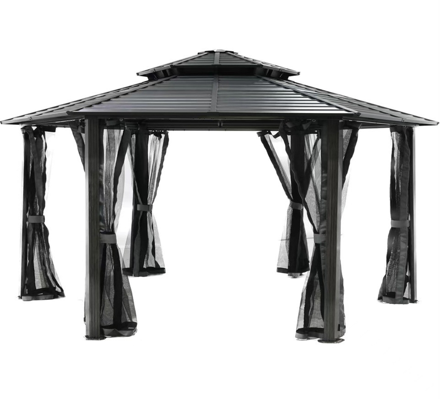 Quadro de alumínio 4x4x2.8M Hexagonal Hardtop Gazebo Ideal para uso ao ar livre e fácil de instalar