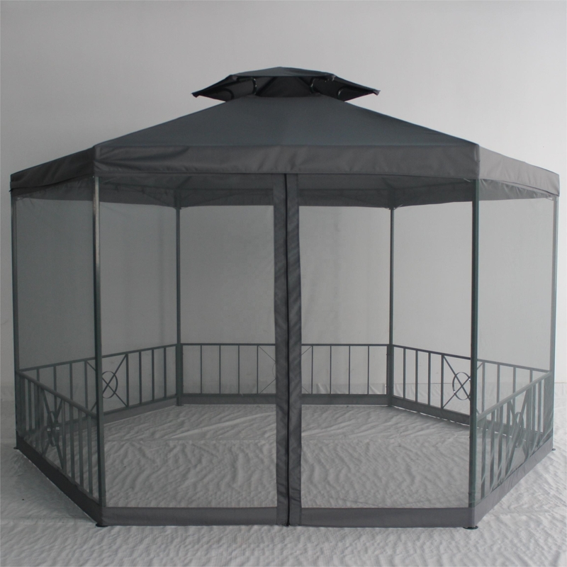Área exterior impermeável jardim dossel pérgola com cores personalizadas teto duplo hexagonal